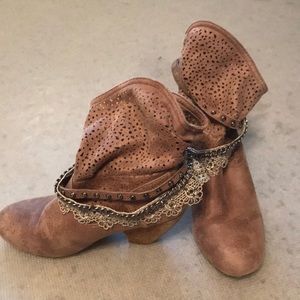 Brown bling booties